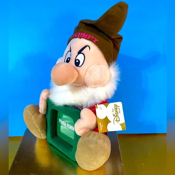 DISNEY STORE NWT 90’s SNOW WHITE AND THE SEVEN DWARFS GRUMPY PHOTO FRAME PLUSH - Picture 1 of 11